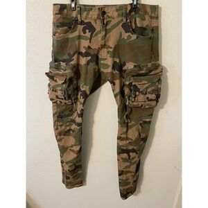 Smoke Rise Mens Camouflage Cargo Pants Size 34x32 Utility Zip Pockets Tactical